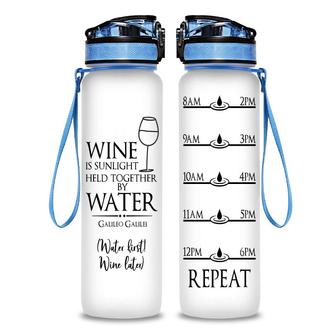 Water First Wine Later Wine Is Sunlight Held Together By Water Hydro Tracking Bottle | Seseable CA