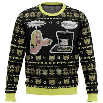 Woman Yelling At Cat Meme Ugly Christmas Sweater, Ugly Christmas Sweater For Men Women | Favorety