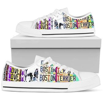 Women's Low Top Licence Plate Shoes For Boston Terrier Lovers - Monsterry DE