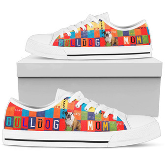 Women's Low Top Licence Plate Shoes For Bulldog Mom - Monsterry