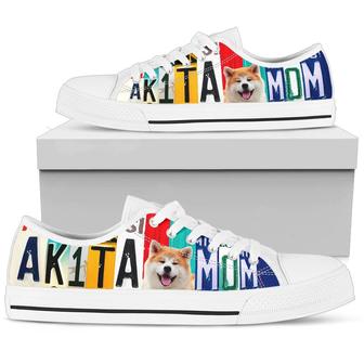 Women's Low Top Licence Plate Shoes For Cute Akita Mom - Monsterry UK