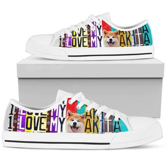 Women's Low Top Licence Plate Shoes For Lovely Akita Lovers - Monsterry UK