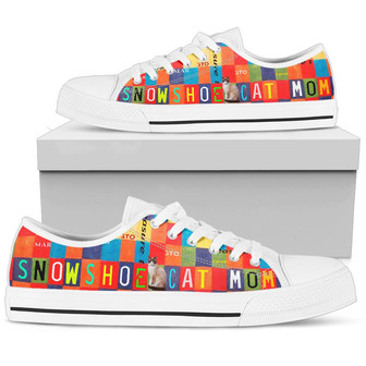 Women's Low Top Licence Plate Shoes For Snowshoe Cat Mom - Monsterry