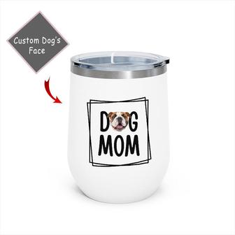 Custom Dog Mom Border Face Photo Wine Tumbler | Custom Photo | Dog Mom Gifts | Personalized Dog Mom Wine Tumbler | Seseable CA
