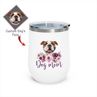 Custom Dog Mom Flower Photo Wine Tumbler | Custom Photo | Dog Mom Gifts | Personalized Dog Mom Wine Tumbler | Seseable CA