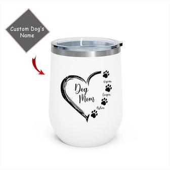 Custom Dog Mom Heart Wine Tumbler | Custom Name | Dog Mom Mothers Day Gifts | Personalized Dog Mom Wine Tumbler | Seseable CA