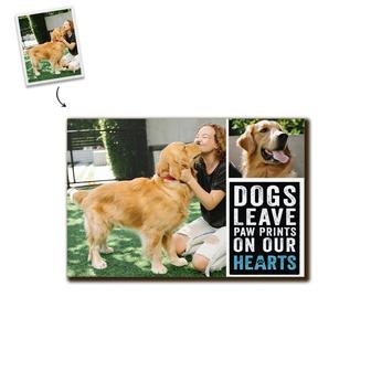Custom Dog Leave Paw Prints Photo Wood Panel | Custom Photo | Collage Photo Gifts For Dog Lovers | Personalized Dog Wood Panel - Seseable
