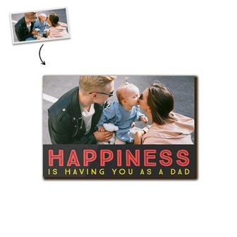 Custom Happiness Is Dad Photo Wood Panel | Custom Photo | Photo Gifts For Dad | Personalized Fathers Day Wood Panel - Seseable