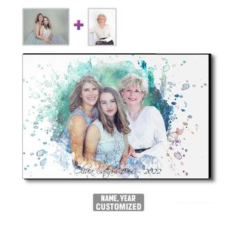 Custom Watercolor Add Deceased Loved One To Picture Wood Panel | Custom Photo | Memorial Combine Photos Gifts | Personalized Memorial Wood Photo Panel | Seseable CA