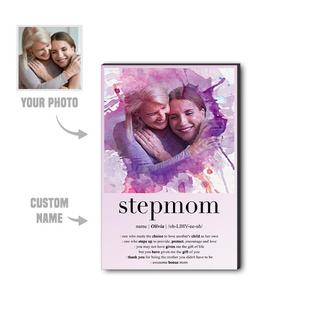 Custom Best Stepmom Definition Watercolor Wood Panel | Mothers Day Gift For Stepmom | Personalized Photo Stepmom Wood Panel | Seseable CA