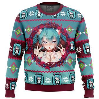 Ahegao Hatsune Miku Ugly Christmas Sweater | Favorety