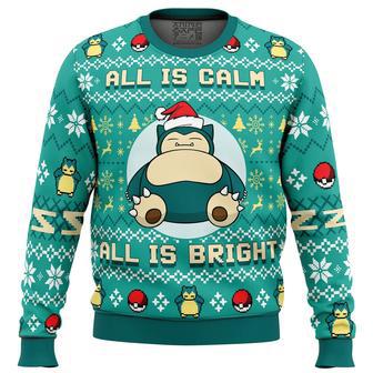 All is Calm All Bright Snorlax Pokemon Ugly Christmas Sweater | Favorety UK