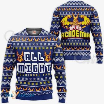 All Might Anime My Hero Academia Coban Blue Custom Gift For Fan Anime Christmas Ugly Sweater | Favorety AU