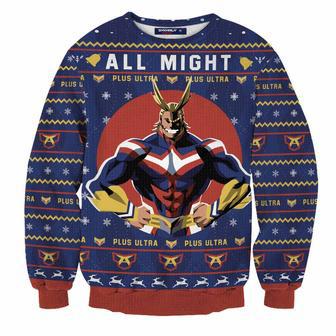 All Might Wool Knitted Sweater Hero Academia Christmas Sweater | Favorety UK