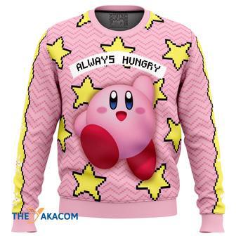 Always Hungry Kirby Gift For Fan Anime Christmas Ugly Sweater | Favorety