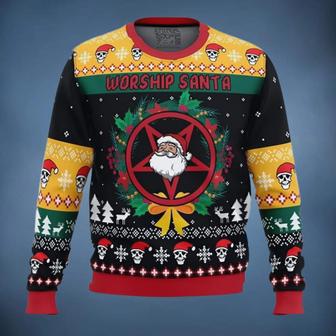 Anime Sweater Worship Santa Ugly Christmas Sweater | Favorety UK