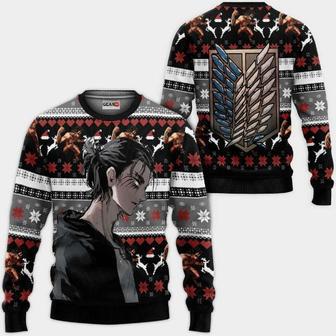 Attack On Titan Anime Attack On Titan Eren Ugly Xmas Wool Knitted Sweater | Favorety AU