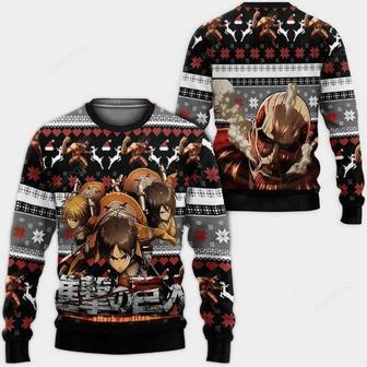 Attack On Titan Anime Attack On Titan Squad Ugly Xmas Wool Knitted Sweater | Favorety