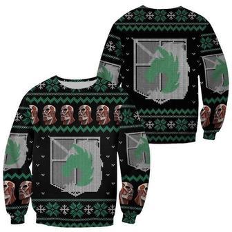 Attack On Titan Military Badged Police Xmas Clothes Ugly Christmas Knitted Sweater | Favorety AU