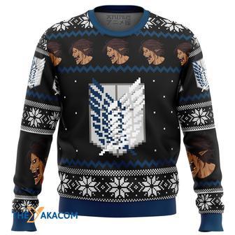 Attack on Titan Survery Corps Gift For Fan Anime Christmas Ugly Sweater | Favorety