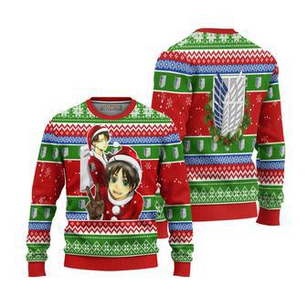 Attack On Titan Ugly Christmas Sweater Levi x Eren | Favorety