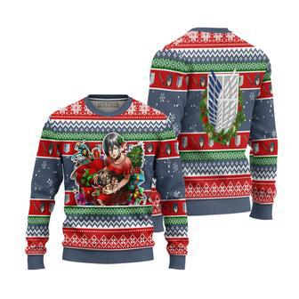 Attack On Titan Ugly Christmas Sweater Mikasa Ackerman Custom Anime Knitted Sweatshirt | Favorety UK