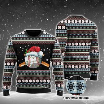 Baseball Ugly Christmas Sweater Baseball Ball Pattern Black Sweater | Favorety