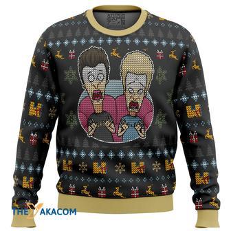 Beavis and Butthead Surprise Reaction Gift For Fan Anime Christmas Ugly Sweater | Favorety UK