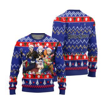 Black Clover Knitted Ugly Christmas Sweater Blue | Favorety UK