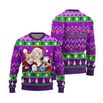 Black Clover Knitted Ugly Christmas Sweater Purple | Favorety