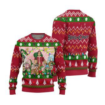 Black Clover Knitted Ugly Christmas Sweater Red | Favorety