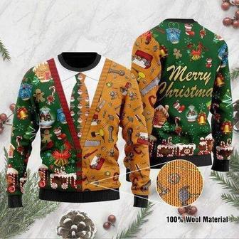 Carpenter Ugly Christmas Sweater Carpenter Merry Christmas Yellow Green Sweater | Favorety UK