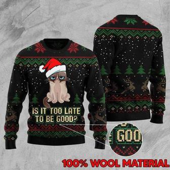 Cat Christmas Sweater Cat Is It Too Late To Be Good Black Ugly Sweater | Favorety AU