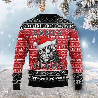 Cat Christmas Sweater Cat Santa Claws Cat Pattern Black Red Ugly Sweater | Favorety CA