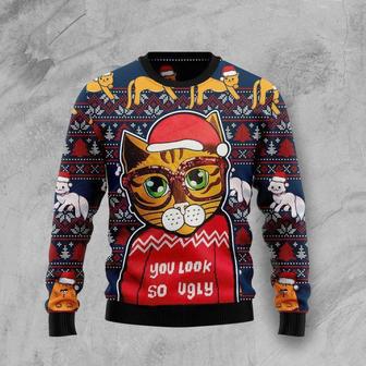 Cat Christmas Sweater Cat You Look So Ugly Christmas Pattern Ugly Sweater | Favorety AU