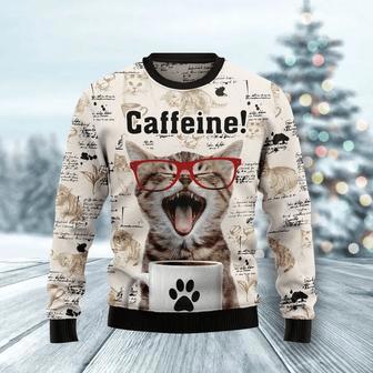 Cat Christmas Sweater Catfeine Cat And Coffee Ugly Sweater | Favorety DE