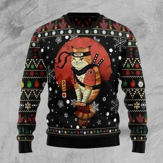 Cat Christmas Sweater Ninja Cat Black Ugly Sweater | Favorety AU