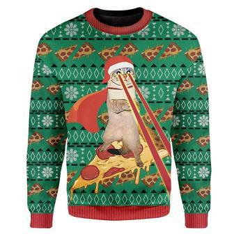 Cat Christmas Sweater Pizza And Cat Pizza Pattern Green Ugly Sweater | Favorety AU