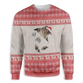 Cat Sweater Cat Scratch White Red Ugly Sweater | Favorety UK