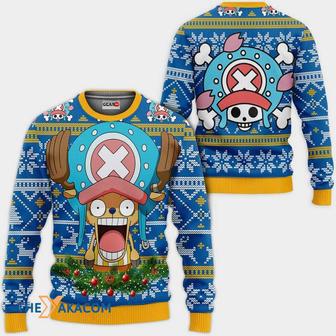 Chopper One Piece Anime BlueYellow Custom Gift For Fan Anime Christmas Ugly Sweater | Favorety DE