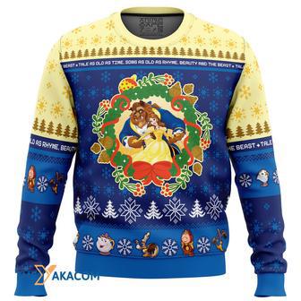 Christmas Beauty and the Beast Disney Gift For Fan Anime Christmas Ugly Sweater | Favorety