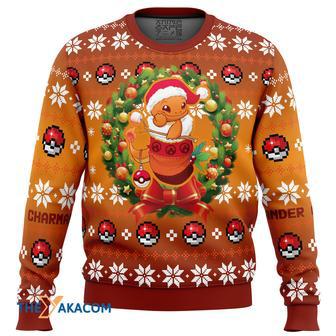 Christmas Charmander Pokemon Gift For Fan Anime Christmas Ugly Sweater | Favorety UK