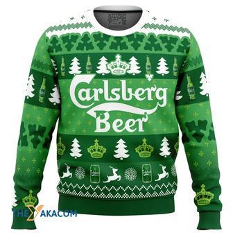 Christmas Drink Carlsberg Beer Custom Gift For Fan Anime Christmas Ugly Sweater | Favorety UK