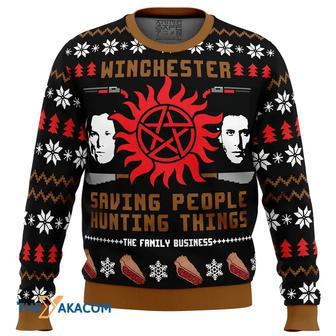 Christmas with the Winchesters Supernatural Custom Gift For Fan Anime Christmas Ugly Sweater | Favorety AU