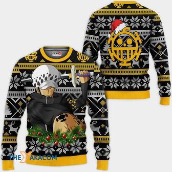 Cool Trafalgar Law One Piece Anime BlackYellow Custom Gift For Fan Anime Christmas Ugly Sweater | Favorety AU