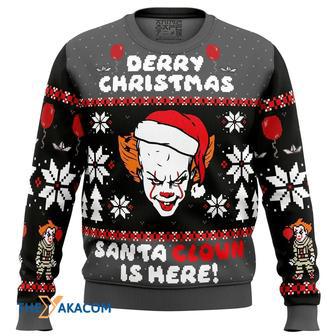 Derry Christmas Pennywise the Clown Gift For Fan Anime Christmas Ugly Sweater | Favorety CA