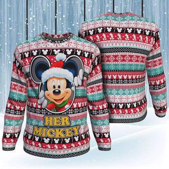 Disney Christmas Sweater MK Mouse Her MK Christmas Pattern Red Green Black Ugly Sweater Cute Disney | Favorety AU