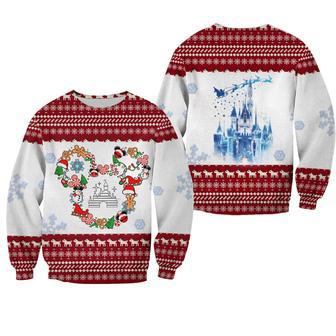 Disney Christmas Sweater Mouse Head Disney Castle White Red Ugly Sweater Cute High Quality Disney | Favorety AU