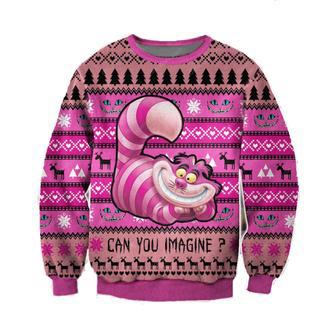 Disney Christmas Ugly Sweater Disney Alice In Wonderlands Sweater Cheshire Cat Can You Imagine | Favorety CA