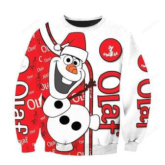 Disney Christmas Ugly Sweater Frozen Olaf Christmas Hat Red White Sweater | Favorety AU